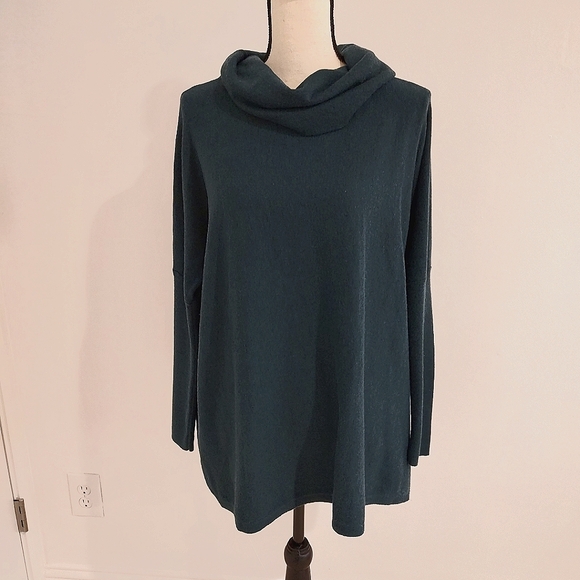 Smartwool Edgewood Merino Wool Poncho Cozy Teal Cowl Neck Sweater Dolman… - Picture 2 of 9